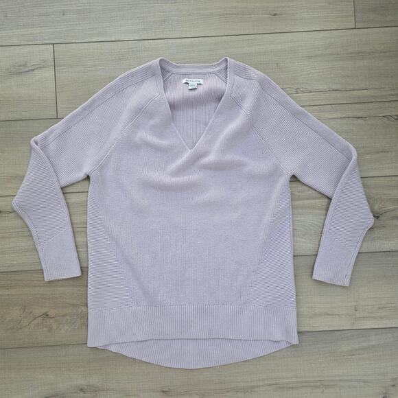 Athleta Hanover V-Neck Merino Wool Blend Lavender Sweater Women Sz S - Picture 3 of 13